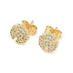 Flower Brass Micro Pave Clear Cubic Zirconia Stud Earrings&nbsp;EJEW-Z144-03G