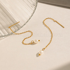 304 Stainless Steel with Natural Freshwater Pearl Ear Thread for Women&nbsp;ZH8467