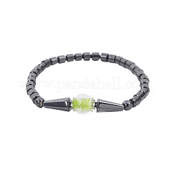 Synthetic Hematite Column & Cone Beaded Stretch Adjustable Magnetic Therapy Anklets with Luminous Beads&nbsp;FS-WGCFE2C-01