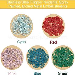 70Pcs 5 Colors 430 Stainless Steel Filigree Pendants&nbsp;STAS-UN0027-94