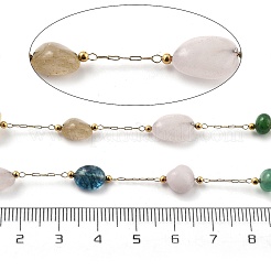 Gemstone & 304 Stainless Steel Beads Link Chains&nbsp;CHS-K021-03G