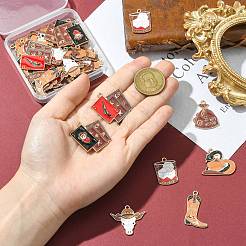 36Pcs 9 Styles Western Cowboy Hat Boots Money Bag Skull Alloy Enamel Pendants&nbsp;FIND-CJ0004-79