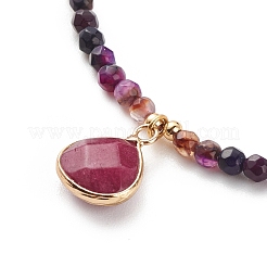 Teardrop Pendant Necklace with Round Beaded Chains&nbsp;NJEW-JN03921
