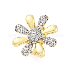 Brass Micro Pave Clear Cubic Zirconia Cuff Rings for Women&nbsp;RJEW-H248-02GP