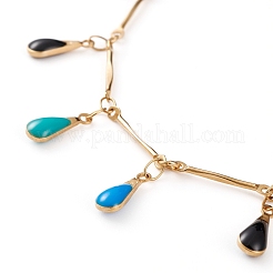 304 Stainless Steel Teardrop Charm Anklets&nbsp;AJEW-AN00385