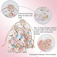 80Pcs 2 Styles Heart Printed Organza Bags&nbsp;OP-BBC0001-04D