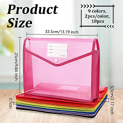 18Pcs 9 Colors Rectangle PP Plastic File Pockets&nbsp;DIY-CU0001-03