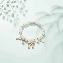 Synthetic Crackle Quartz & Natural Yellow Jade Beaded Stretch Bracelet&nbsp;BJEW-JB08527-03