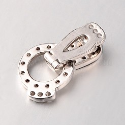 Brass Micro Pave Cubic Zirconia Fold Over Clasps&nbsp;ZIRC-M044-P-RS