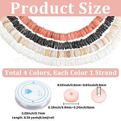 4 Strands 4 Colors Natural Shell Beads Strands&nbsp;SSHEL-PA0001-04