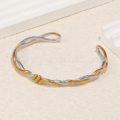 Duo Tone 304 Stainless Steel Twisted Open Cuff Bangles&nbsp;SA-CBA3E4B-03GP