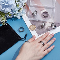 7Pcs 7 Size 304 Stainless Steel Triple Grooved Finger Rings Set for Women&nbsp;RJEW-UN0002-36P