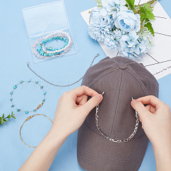 Synthetic Turquoise & Natural Rose Quartz Chips & Acrylic & 304 Stainless Steel & Brass Link Baseball Cap Chain&nbsp;AJEW-WR00002