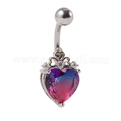 304 Stainless Steel & Bloodstone & Cubic Zirconia Belly Rings&nbsp;WGF3178-01