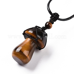 Natural Tiger Eye Mushroom Pendant Necklace&nbsp;NJEW-E065-01B