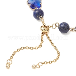 Glass & Natuarl Lapis Lazuli Slider Bracelets&nbsp;BJEW-JB12898-01