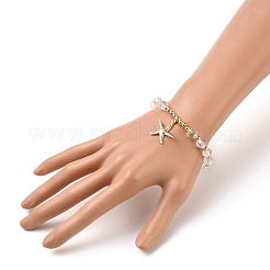 Brass Starfish Charm Bracelets&nbsp;BJEW-JB05571-03