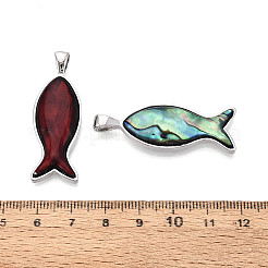 Alloy and Dyed Natural Paua Shell Pendants&nbsp;PALLOY-T093-06M