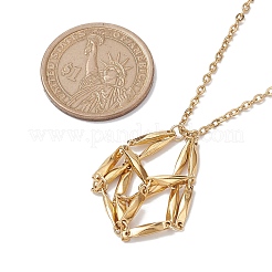 Crystal Stone Cage Pendant Necklaces&nbsp;NJEW-JN04760-02