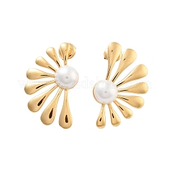 304 Stainless Steel ABS pearl Stud Earrings&nbsp;EJEW-S226-07G-02