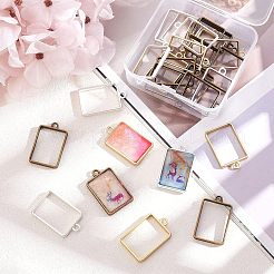 Matte Style Rack Plating Alloy Open Back Bezel Pendants&nbsp;PALLOY-OC0001-07