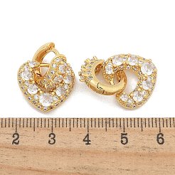 Rack Plating Heart Brass Micro Pave Clear Cubic Zirconia Hoop Earring for Women&nbsp;EJEW-C125-01G