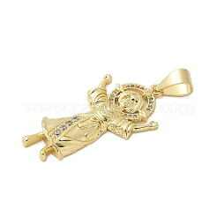 Brass Micro Pave Cubic Zirconia Pendants&nbsp;KK-P293-26C-G