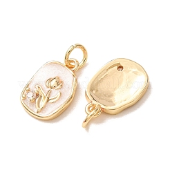 Brass Micro Pave Clear Cubic Zirconia with Enamel Pendants&nbsp;CU-K002-52G-A