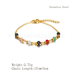 Natural Chalcedony & Glass Round Beaded Bracelets&nbsp;KY9954-2