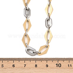 201 Stainless Steel Oval & Rhombus Link Chain Necklaces for Women&nbsp;NJEW-B143-01GP