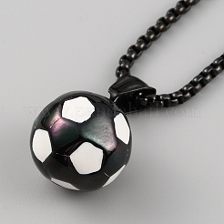 304 Stainless Steel Football Pendant Necklace with Box Chains for Women&nbsp;X1-NJEW-SZC0003-01EB