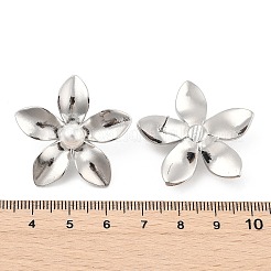 Brass ABS Plastic Imitation Pearl Flower Stud Earrings&nbsp;EJEW-S258-02P