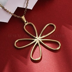 Hollow Flower 304 Stainless Steel Pendant Necklaces&nbsp;NJEW-M096-25G