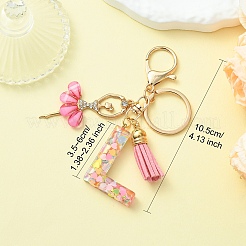 Letter A~Z Transparent Glitter Resin Pendant Keychains&nbsp;KEYC-FZ00024-04