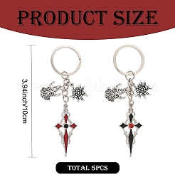 5Pcs Alloy Rhinestone Keychains&nbsp;KEYC-YW00288-01