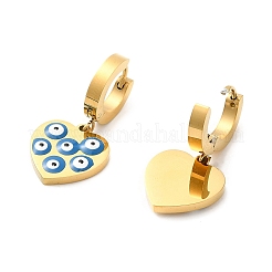 Ion Plating(IP) 304 Stainless Steel Heart Dangle Hoop Earrings&nbsp;STAS-D089-04G