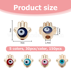 150Pcs 5 Colors Alloy Enamel Beads&nbsp;ENAM-HS0001-04