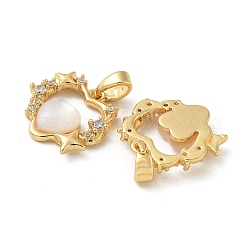 Brass Micro Pave Cubic Zirconia Pendents&nbsp;KK-R210-09G
