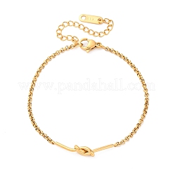 304 Stainless Steel Knotted Link Bracelets&nbsp;BJEW-R027-04G