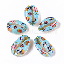 Printed Natural Cowrie Shell Beads&nbsp;X-SSHEL-R047-01-C01