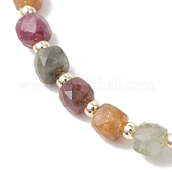 Cube Natural Gemstone & Electroplate Non-magnetic Synthetic Hematite Beaded Stretch Bracelets for Women&nbsp;BJEW-JB13355
