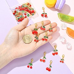 26Pcs 13 Style Cherry Alloy Enamel Pendant Decorations&nbsp;HJEW-CJ00100
