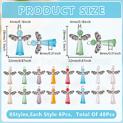 48Pcs 8 Styles Glass Pendants&nbsp;PALLOY-GO00055