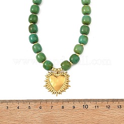 304 Stainless Steel Gothic Heart Pendant Dyed Synthetic Magnesite Column Beaded Necklaces&nbsp;NJEW-JN06673