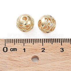 Rack Plating Brass Micro Pave Clear Cubic Zirconia Beads&nbsp;KK-B078-10A-G14