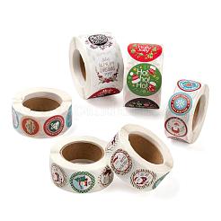 6 Rolls 4 Style Flat Round Christmas Theme Tag Stickers&nbsp;DIY-LS0003-50