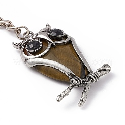 Owl Natural & Synthetic Gemstone Pendant Keychain&nbsp;KEYC-G056-01AS