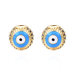 Brass Micro Pave Cubic Zirconia Beads&nbsp;KK-N227-88C