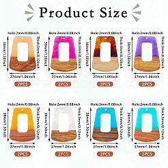 16Pcs 8 Colors Resin & Wood Pendants&nbsp;RESI-TA0003-72