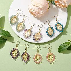 Natural & Synthetic Mixed Gemstone Chips Dangle Earrings&nbsp;EJEW-JE05695-01